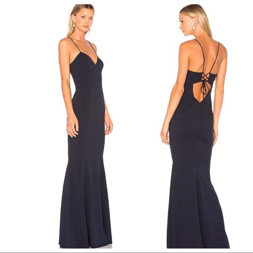 Katie May Luna Crepe Gown Long Formal Dress - Picture 1 of 8